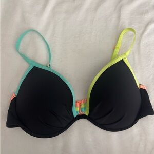 Victoria's Secret Black Bikini Top with Colorful Straps